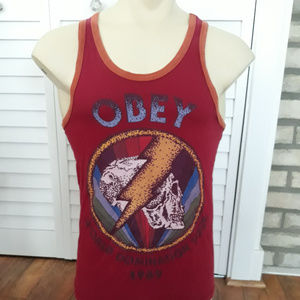 Maroon Obey Tanktop w/ Technicolor Skull